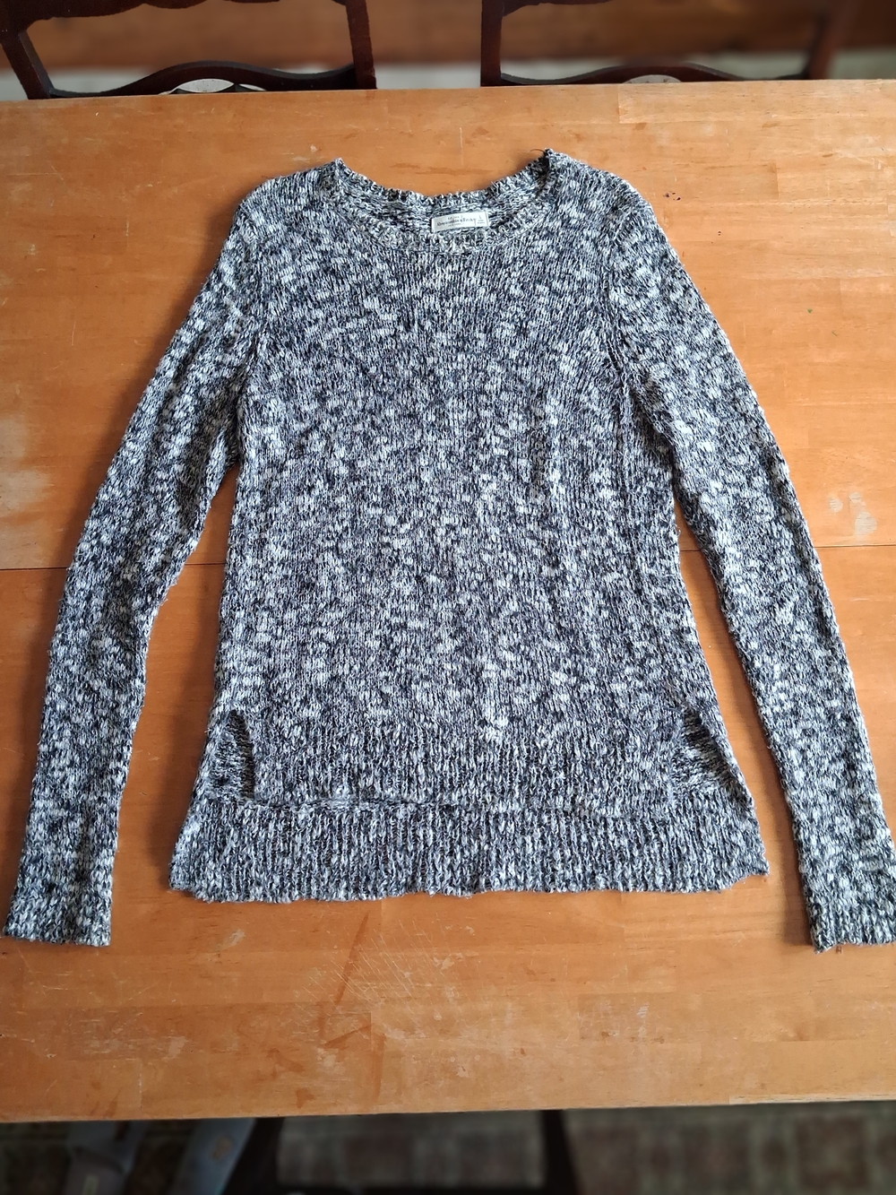 Abercrombie & Fitch Black and White Marbled Scoop Neck Sweater